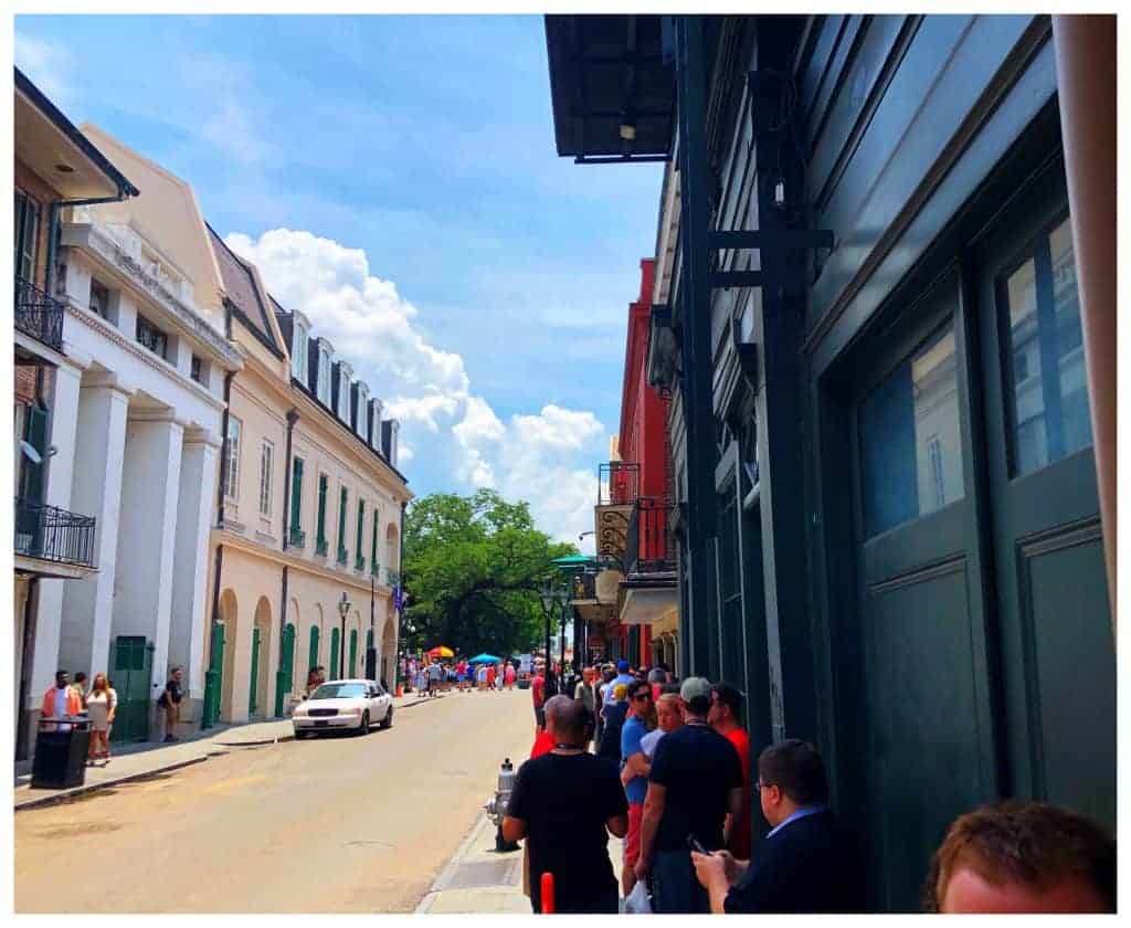 Lining up for The Vast of Night showing at the La Petit Theater in the French Quarter.