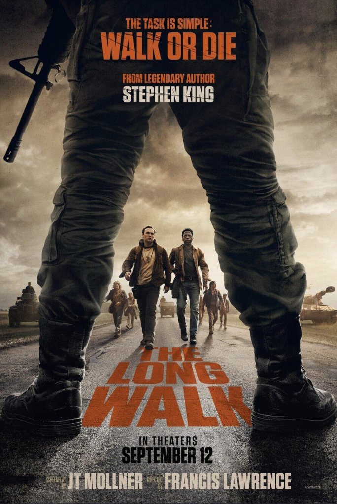 1. Large pair of boots with people walking in front, post-apocalyptic scene, The Long Walk movie.