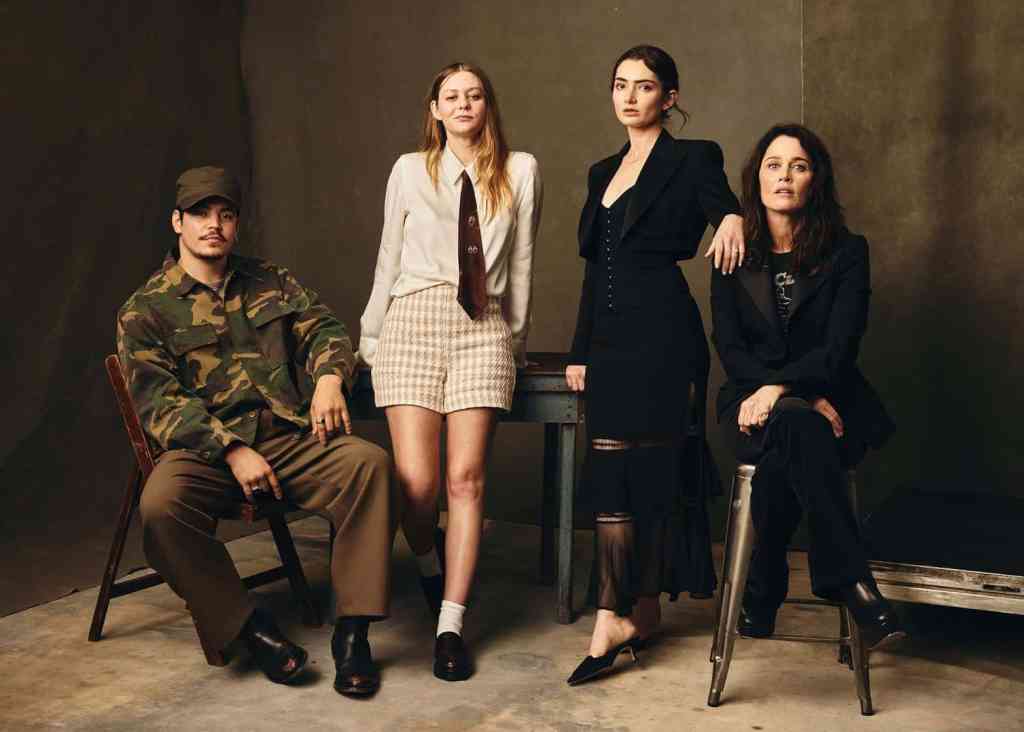 Group of four actors in dramatic costumes for "Ugly Cry" film at SXSW 2026.