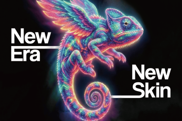 Breathtaking neon chameleon with vibrant wings, symbolizing new era and skin innovation.