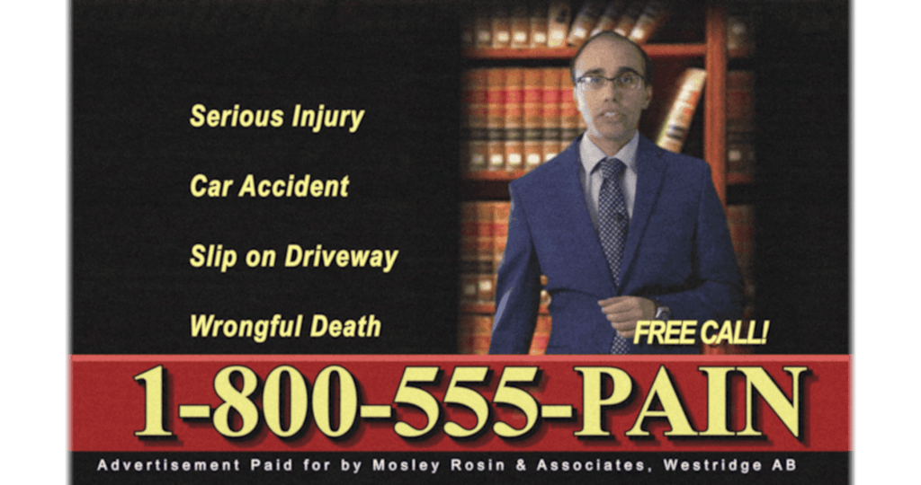 Serious injury and car accident hotline with a man in a suit in a library setting.