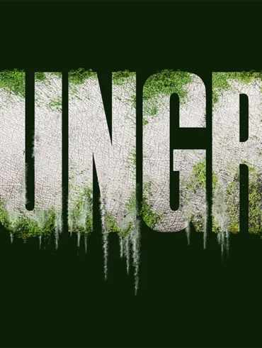 HUNGRY text with moss and decay effects, horror style for scary movie trailer promotion.
