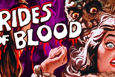 Brides of Blood horror movie poster with women and monstrous creature, vintage horror film art.