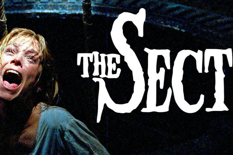 A terrifying woman screaming underwater with the title "The Sect" in horror font.
