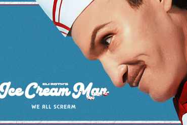 Close-up of a smiling ice cream man in uniform with a retro style.