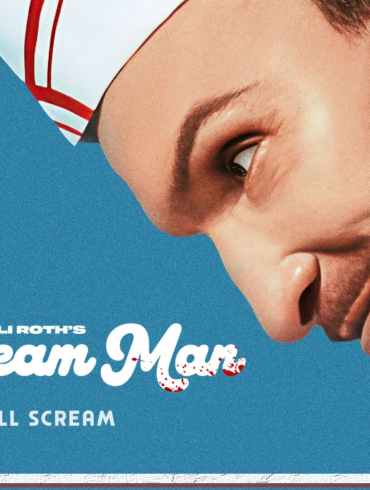 Close-up of a smiling ice cream man in uniform with a retro style.
