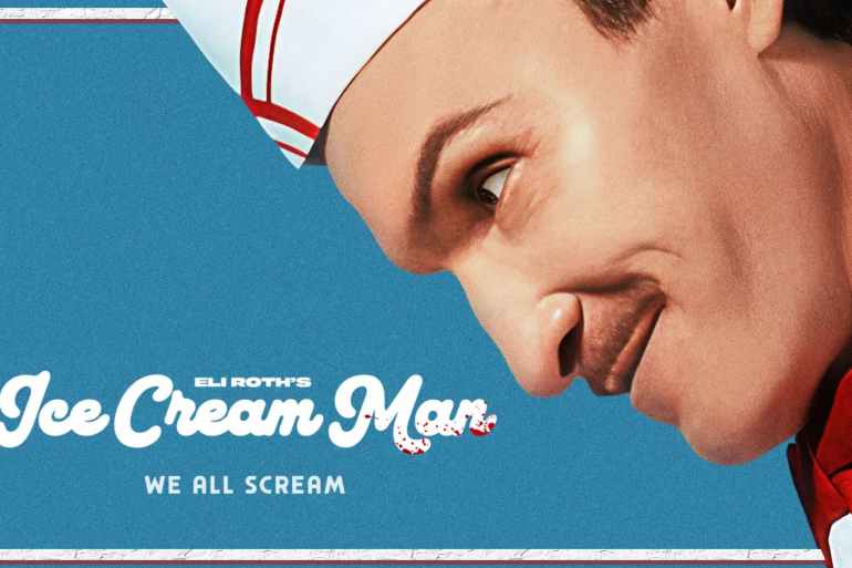 Close-up of a smiling ice cream man in uniform with a retro style.