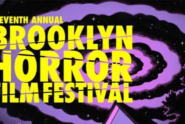 Eleventh annual Brooklyn Horror Film Festival poster with swirling purple and black background.