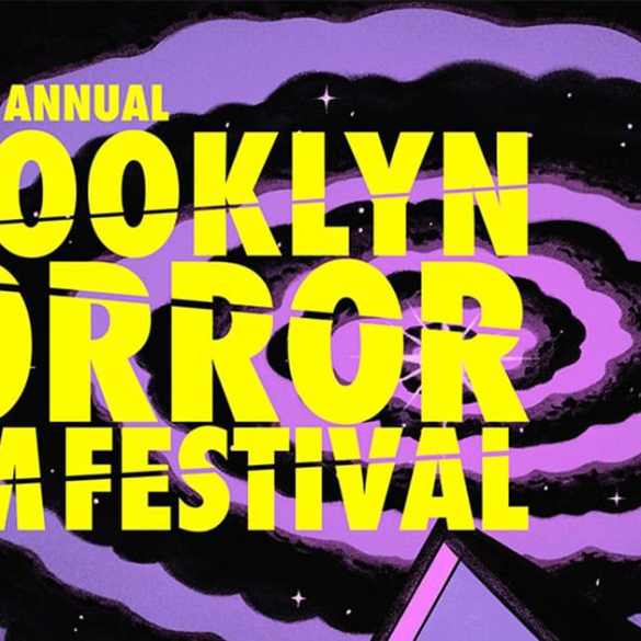 Eleventh annual Brooklyn Horror Film Festival poster with swirling purple and black background.