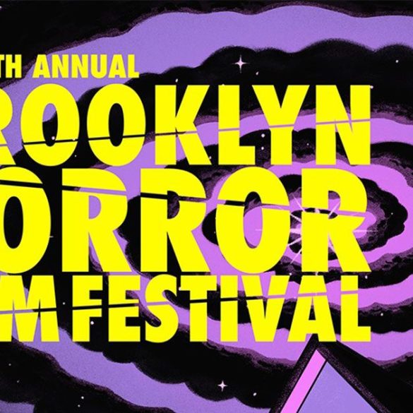 Eleventh annual Brooklyn Horror Film Festival poster with swirling purple and black background.
