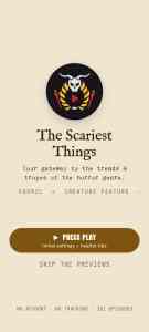 Mobile app interface for The Scariest Things.